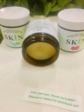 Load image into Gallery viewer, Gift set of organic face cleansing balm with vitamin e, sunflower, golden jojoba & castor oils and a 100% Irish linen facecloth woven in Wexford, in a sustainable linen/cotton gift bag with an Irish dried flower, ready to gift - no wrapping necessary !