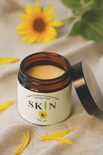 Load image into Gallery viewer, Gift set of organic face cleansing balm with sunflower, golden jojoba &amp; castor oils and a 100% Irish linen facecloth woven  &amp; sewn in Wexford, in a sustainable linen/cotton gift bag with an Irish dried flower, ready to gift - no wrapping necessary !
