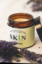 Load image into Gallery viewer, Gift set of organic face cleansing balm with sunflower, golden jojoba &amp; castor oils and a 100% Irish linen facecloth woven  &amp; sewn in Wexford, in a sustainable linen/cotton gift bag with an Irish dried flower, ready to gift - no wrapping necessary !
