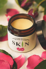 Load image into Gallery viewer, Gift set of organic face cleansing balm with sunflower, golden jojoba &amp; castor oils and a 100% Irish linen facecloth woven  &amp; sewn in Wexford, in a sustainable linen/cotton gift bag with an Irish dried flower, ready to gift - no wrapping necessary !
